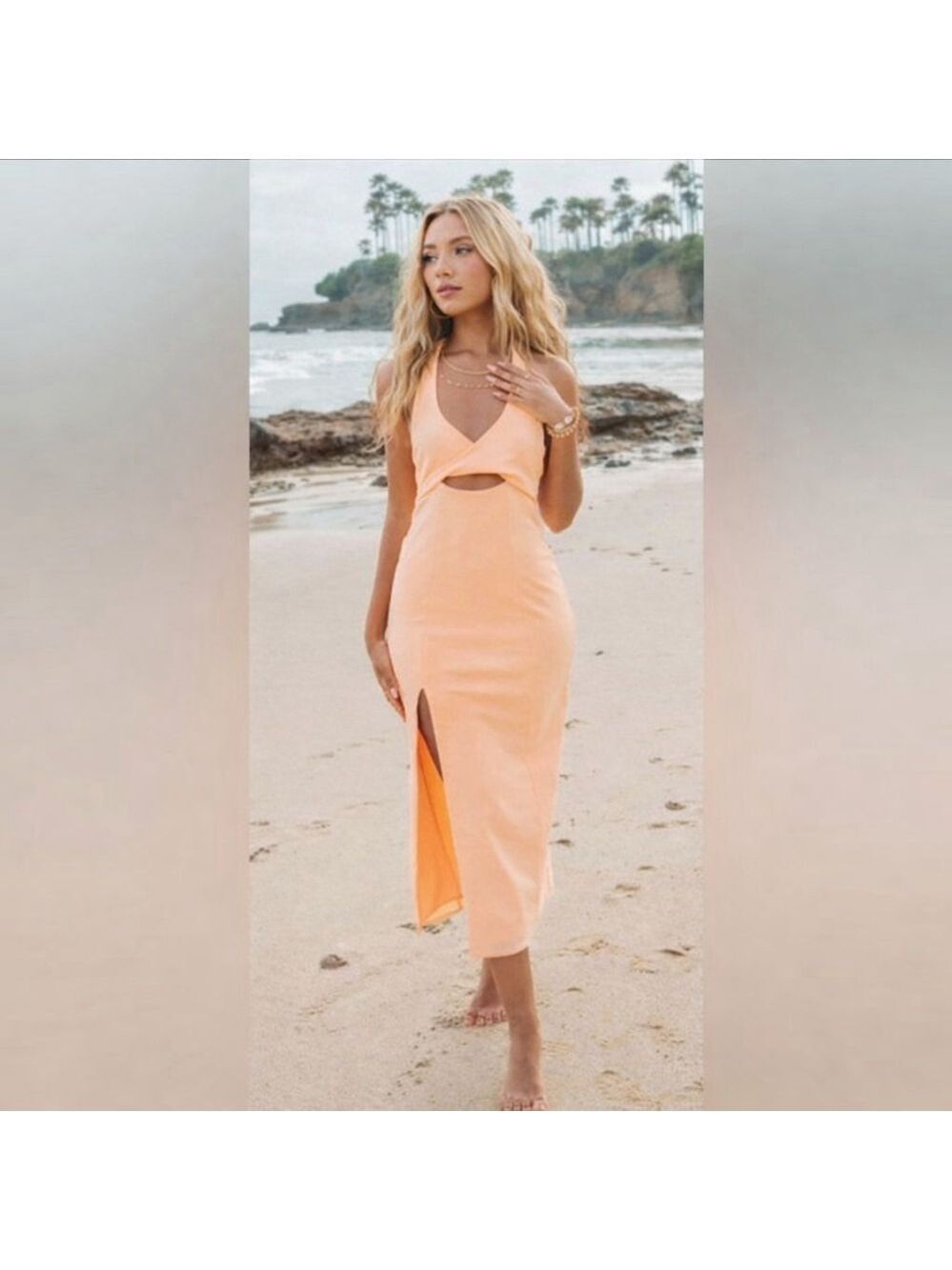 Show Me Your Mumu Luca Midi Dress Size Small Cantaloupe